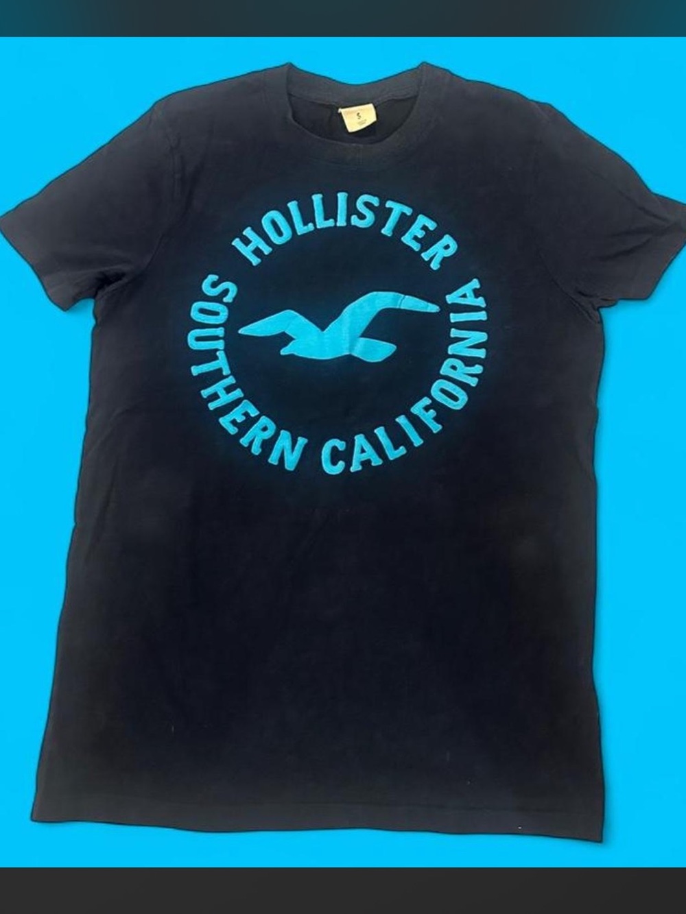 Hollister Black Short Sleeve Tee with Blue Southern California Graphic